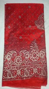 Designer Gold Banarsi Printed Tissue Party Wear Saree Red Colour