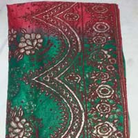 Designer Gold Banarsi Printed Tissue Party Wear Saree Green Colour