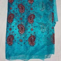 Designer Gold Banarsi Printed Tissue Party Wear Saree Blue Colour