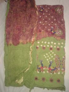 Designer Green Embroidered Cotton Sanganeri Printed Punjabi Suits