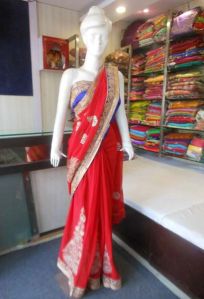 Designer Heavy Zari Work Border Georgette Red Saree