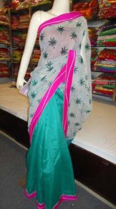 Designer Printed Resham Work Georgette Saree