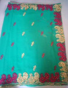 Fancy work resham border party wear sarees