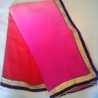 Fancy work Shaded with velvet border party wear saree