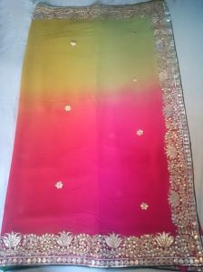 Handwork Gota Border Shaded Pure Party Wear Sarees