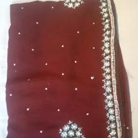 Handwork Party Wear Braun Colour Moti Work Saree