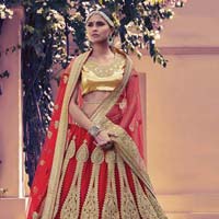 Acute Red Net Lehenga Choli