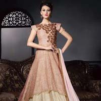 Artistic Light Rust Net Designer Anarkali Suit