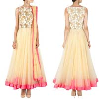 Astounding Off White Net Anarkali Suit