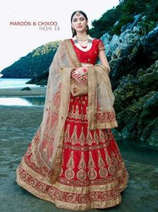 Beautiful Red Fancy Net Designer Lehenga Choli