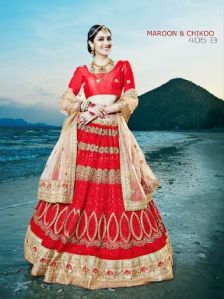 Best Red Fancy Net Designer Lehenga Choli