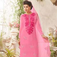 Bountiful Pink Georgette Churidar Suit