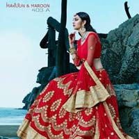 Bountiful Red Fancy Net Designer Lehenga Choli