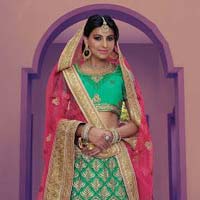 Dominican Green Net Lehenga Choli