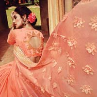 Exuberant Baby Pink Georgette Designer Saree