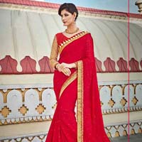 Felicific Red Georgette Designer Saree