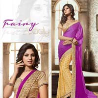 Goodness Lavender Georgette Designer Saree