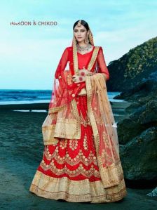 Lovable Red Fancy Net Designer Lehenga Choli