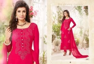 Magenta Georgette Churidar Suit