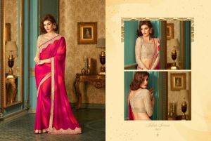 Orphic Hot Pink Patch Border Work Georgette Designer Saree