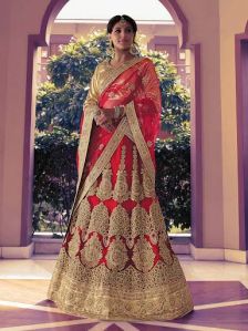 Qualified Red Satin Lehenga Choli