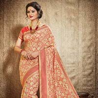 Shapeliness Cream Jacquard Silk Saree