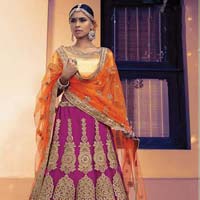 Shrewd Dark Magenta Satin Lehenga Choli