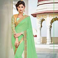 Sincere Sea Green Georgette Designer Saree