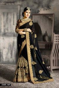 Snazzy Black Georgette Designer Saree