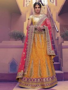 Speedy Mustard Net Lehenga Choli