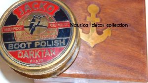 BOOT POLISH DARKTAN ANTIQUE BRASS COMPASS