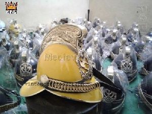 Rare Yellow Finishing Brass Fireman Helmet