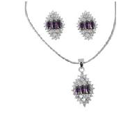 Cubic Zirconia Silver Necklaces - MLPS-17