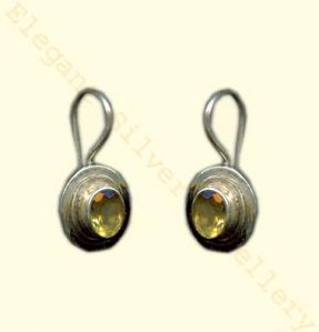 CSE-02 silver cut stone earrings