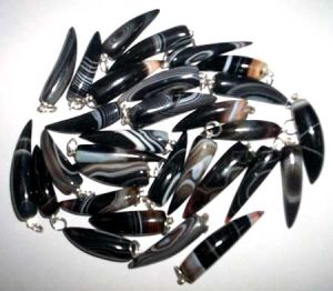 Black Banded Horn Shaped Pendants