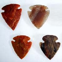 Hand Knapped Indian Jasper Arrowheads