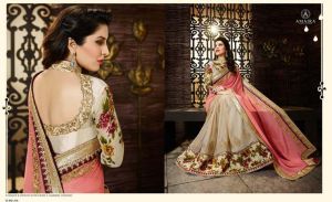 Designer Partywear Orange & Beige Saree