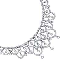 Heavy Bridal Wear Real Diamond Brilliant Cut Necklace in 18K white Gold