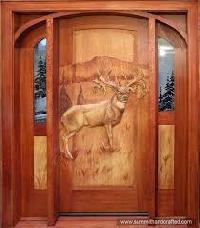 wooden carved entrance door
