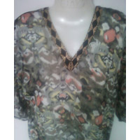 Chiffon Printed Neck Embroidered Ladies Top