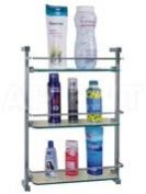 bathroom triple glass shelves