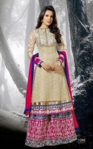 Black Designer Ethnic Lehenga Kameez, Cream Designer Ethnic Lehenga Kameez.