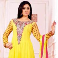 Yellow Wedding Wear Attractive Long Anarkali Suit