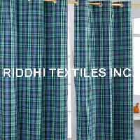 Check Cotton Curtain Fabric