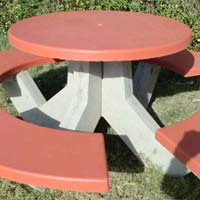 circular table with four benches