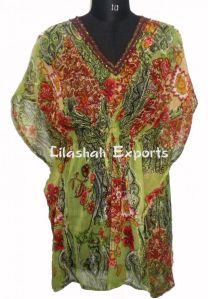 CF3022 Chiffon kaftan dress ladies wear kaftan dress beach wear kaftan dress nice print kaftan chiff