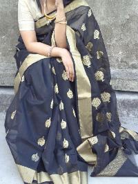 chanderi silk saree with resham booti work all over