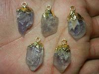 Raw Amethyst Electroplated Pendants