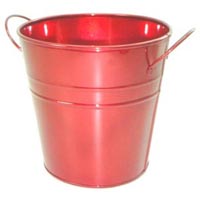 Red Metal Planter Bucket Style