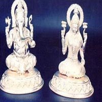 Silver Laxmi Ganesh Statue